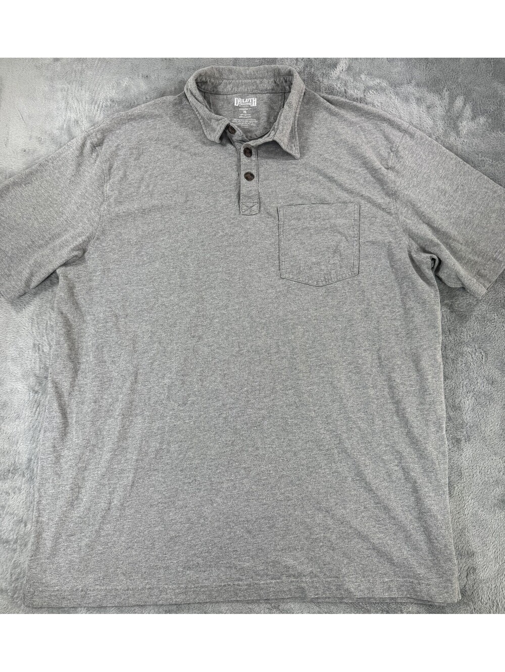 Duluth Trading Co Longtail T Gray Polo Shirt Mens XL Short Sleeve 100% Cotton